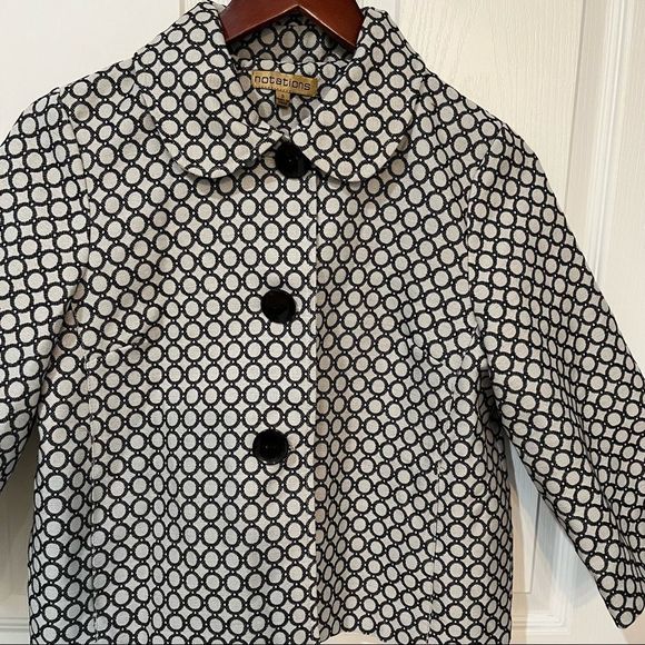 Notations silver with black circle design 3/4 sleeves big buttons crop blaze - Picture 3 of 9